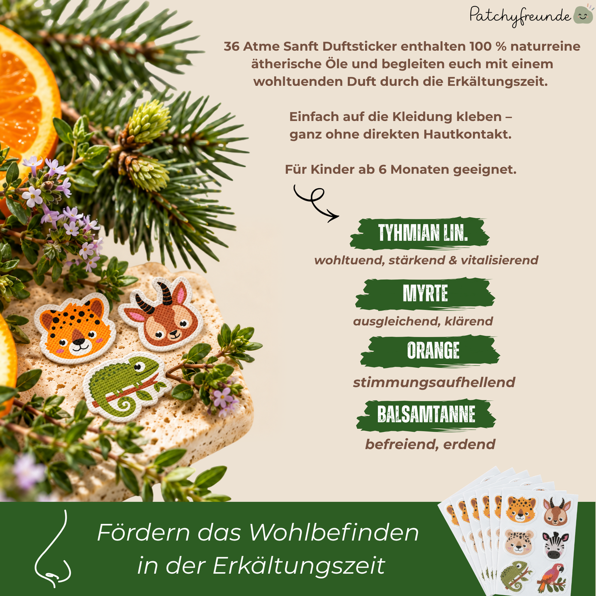 Atme Sanft & Schlaf Sanft SET – 54 Sticker mit Tierfreunden