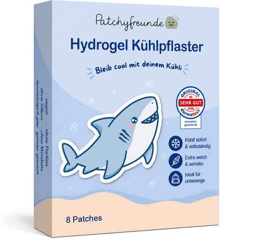 Patchyfreunde - Hydrogel Kühlpflaster - 8 Sticker - Design: Hai