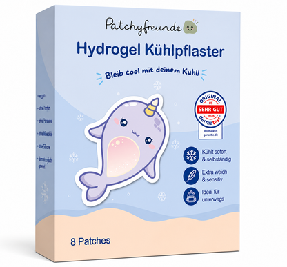 Patchyfreunde - Hydrogel Kühlpflaster - 8 Sticker - Design: Narwal