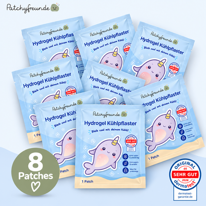 Patchyfreunde - Hydrogel Kühlpflaster - 8 Sticker - Design: Narwal
