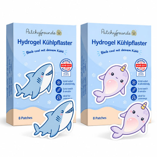 Hydrogel Kühlpflaster SET – 16 Sticker Tierisch Cool
